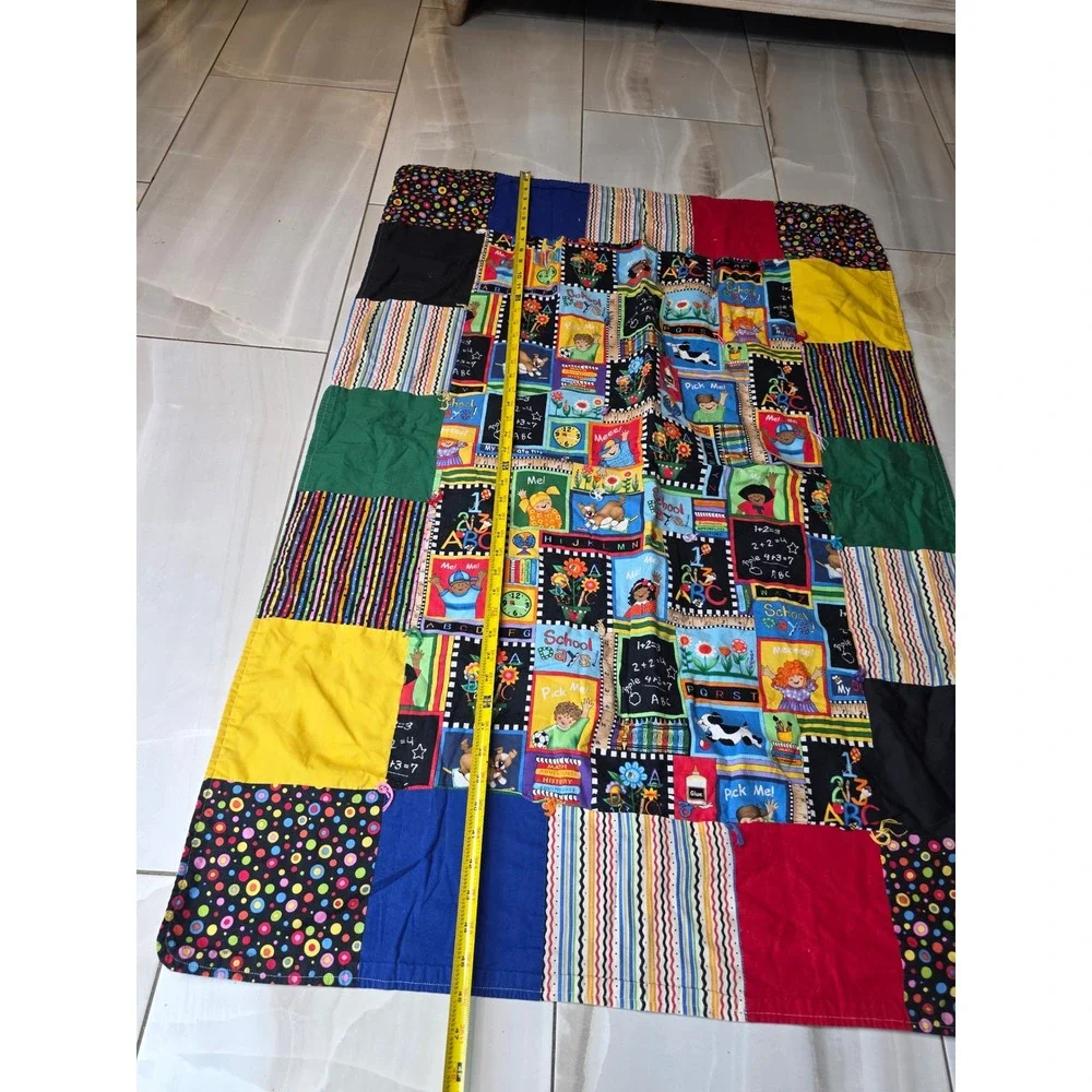 Handmade School Days Patchwork Quilt Alphabet ABC Teacher Gift Nursery 46x33 W1
